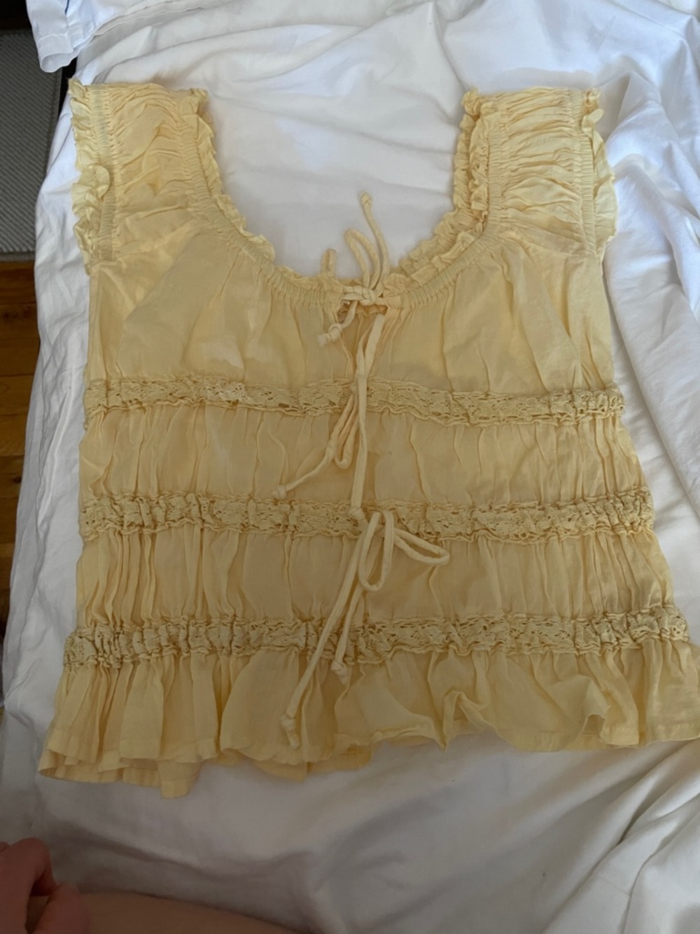 Tie-Front Yellow Ruffle Camisole